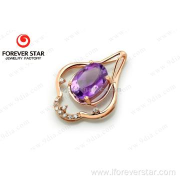 Jewelry Natural Amethyst Stone with Diamond Necklace Jewelry